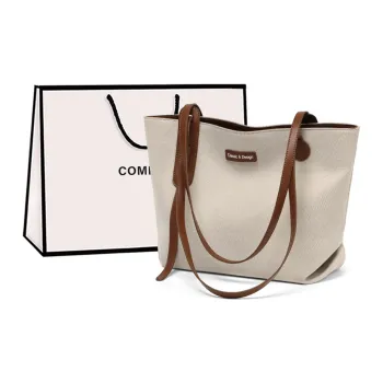 COMELY Fabric Tote Bag Shopping Bag Handbag Shoulder Bag Regular Women's Coffee