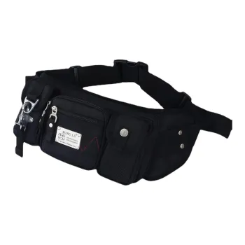 MingLu Oxford Crossbody Bag Shoulder Bag Sling Bag Fanny Pack Large Size Unisex Black/Dark Gray/Blue