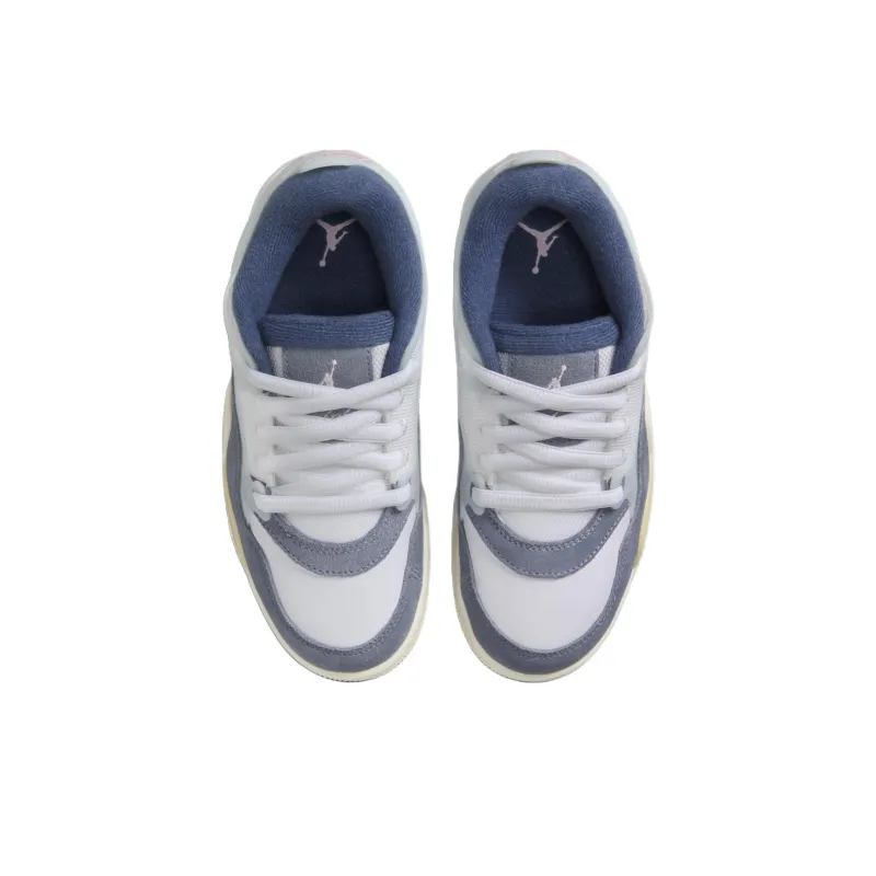 Jordan Air Jordan 4 Abrasion Resistant Low Top Children's Basketball Shoes White Blue Gray Unisex-3