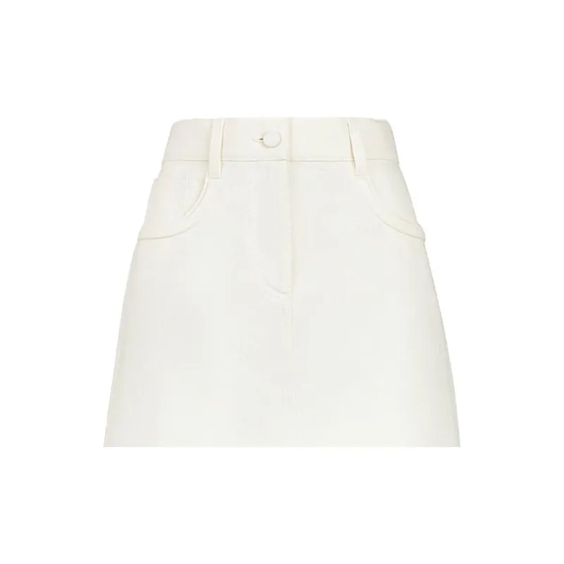 FENDI Denim Short Skirts Women's White-2