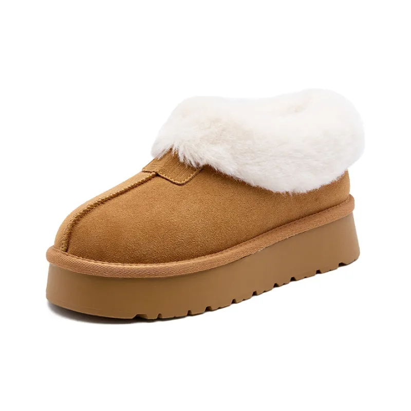 EXULL Q Slip Resistant Warm And Wear Resistant Ankle Length Snow Boots Women's Camel-1