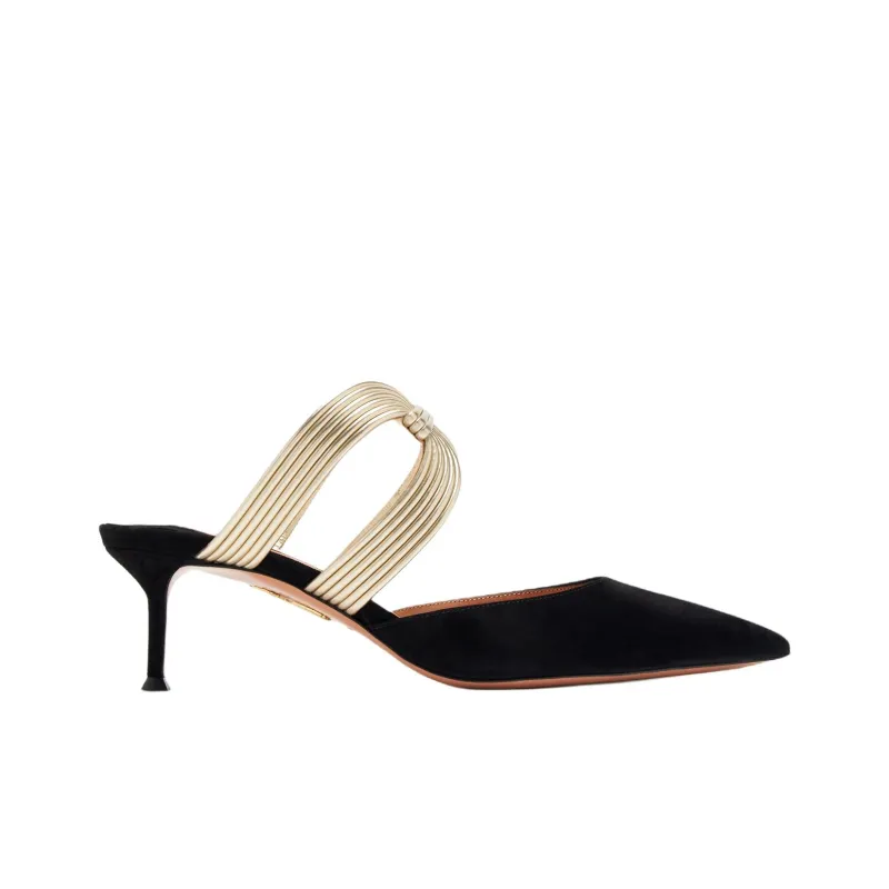 AQUAZZURA Closed Toe Slippers 5cm Women's Black-1