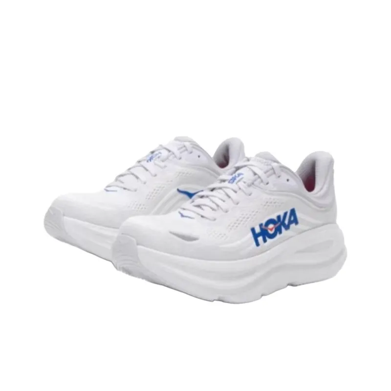 HOKA ONE ONE Bondi 9 Non slip Lightweight Low Top Casual Training City Commute Running Shoes Men's Gray Blue Loose Fit-1