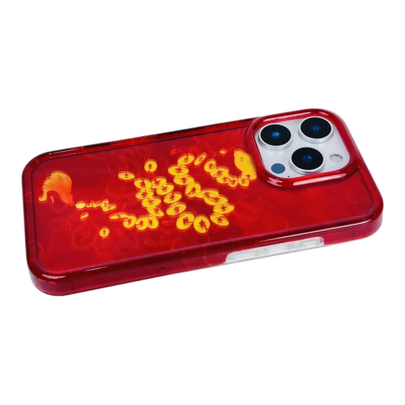 Wei Xin Acrylic Material Money Snake Red Green Phone Cases Compatible With IPhone 16/15 Pro Max/Apple 13/14 Pro/Max-5