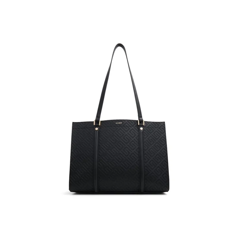 ALDO Artificial Leather Tote Bag, Shopping Bag, Shoulder Bag Medium Size Women's Black/Black White-0