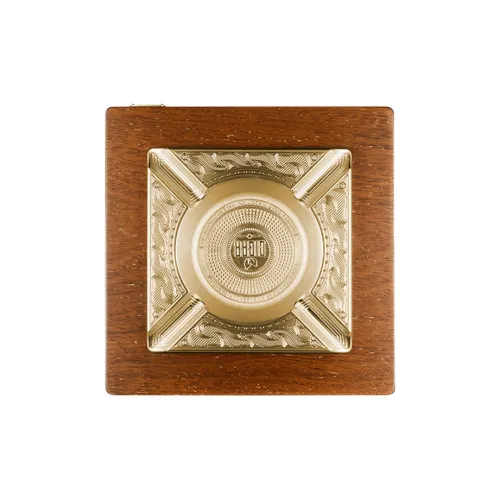VANITY FAIR Ashtray Solid Wood Base Slip Resistant Durable Four Slots For Placement Gold