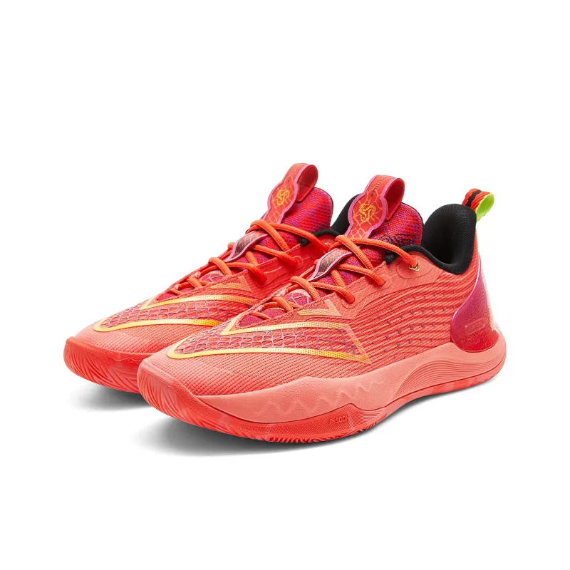 PEAK Basketball Shoes Men Low Top Red Flower Yarn-2