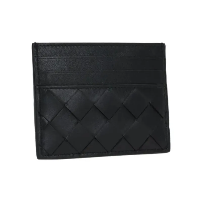 Bottega Veneta Leather Card Holder Wallet Men's Black-1
