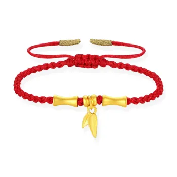 Hkgd Bamboo Niche Luxury Elegance Landing Woven Jewelry #Good Luck Solid Gold 999 Fixed Price Gold Bracelet Women's