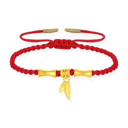 Hkgd Bamboo Niche Luxury Elegance Landing Woven Jewelry #Good Luck Solid Gold 999 Fixed Price Gold Bracelet Women's