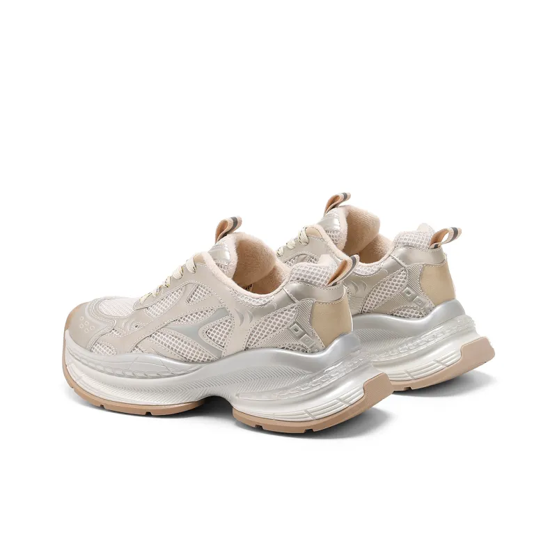 C°BANNER Wear Resistant Low Top Chunky Sneakers Women's Champagne-2