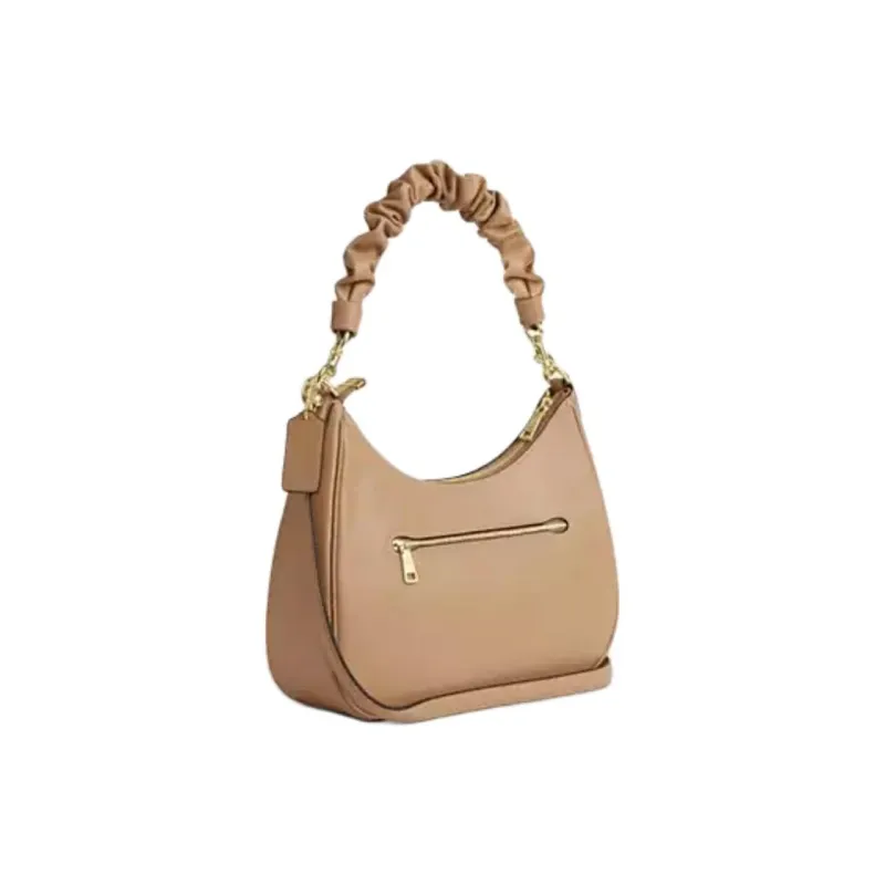COACH Teri Cow Leather One Shoulder Handbag Tubas Women's Brown Yellow-1