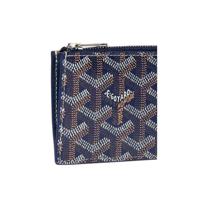 GOYARD Canvas With Calfskin Card Holder Unisex Marine Blue-3