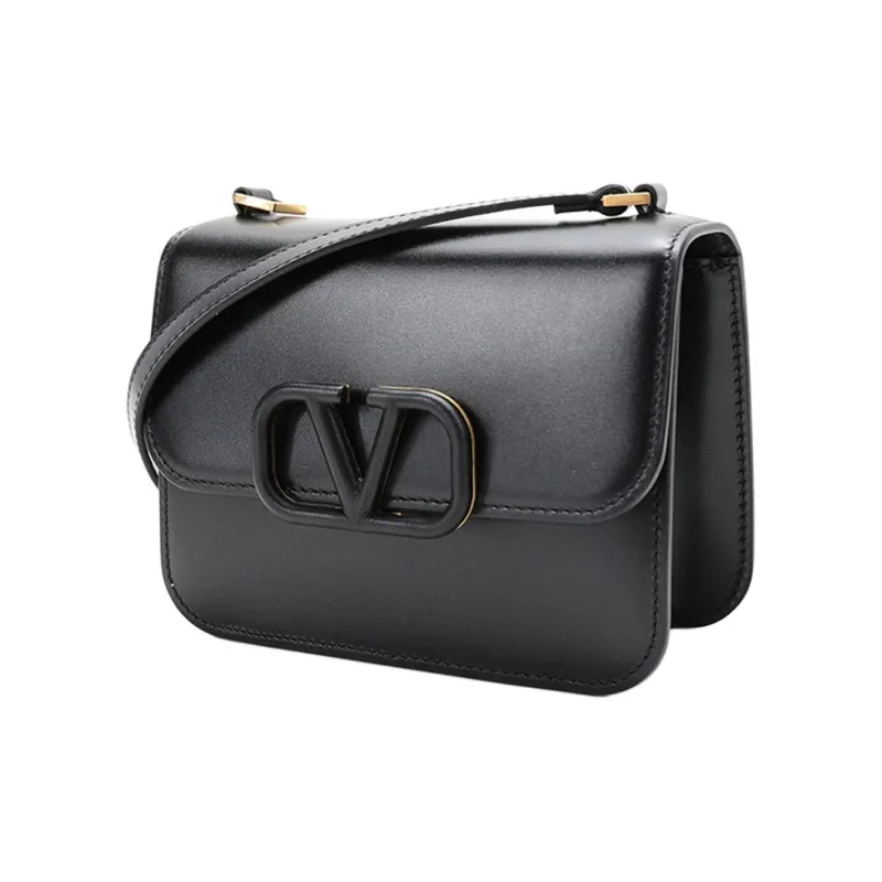 Valentino Leather Shoulder Bag Women's Black-1