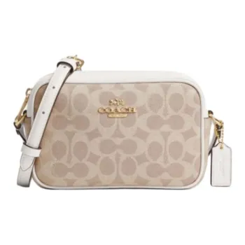 COACH Jamie Artificial Leather Camera Bags Shoulder Bags Mini Women's Sand Yellow & Chalk White