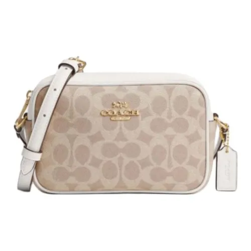 COACH Jamie Artificial Leather Camera Bags Shoulder Bags Mini Women's Sand Yellow & Chalk White