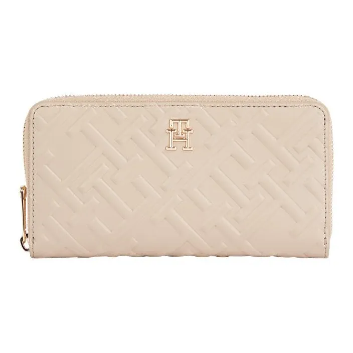Tommy Hilfiger PU Polyurethane Wallet Large Size Women's Beige-0