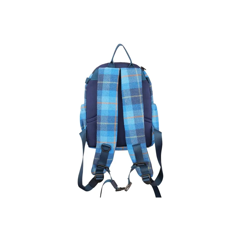 SUMAYZOY Blend Plaid Fabric Backpack Small Size Unisex Marine Blue Plaid/Grimm Green Plaid-1
