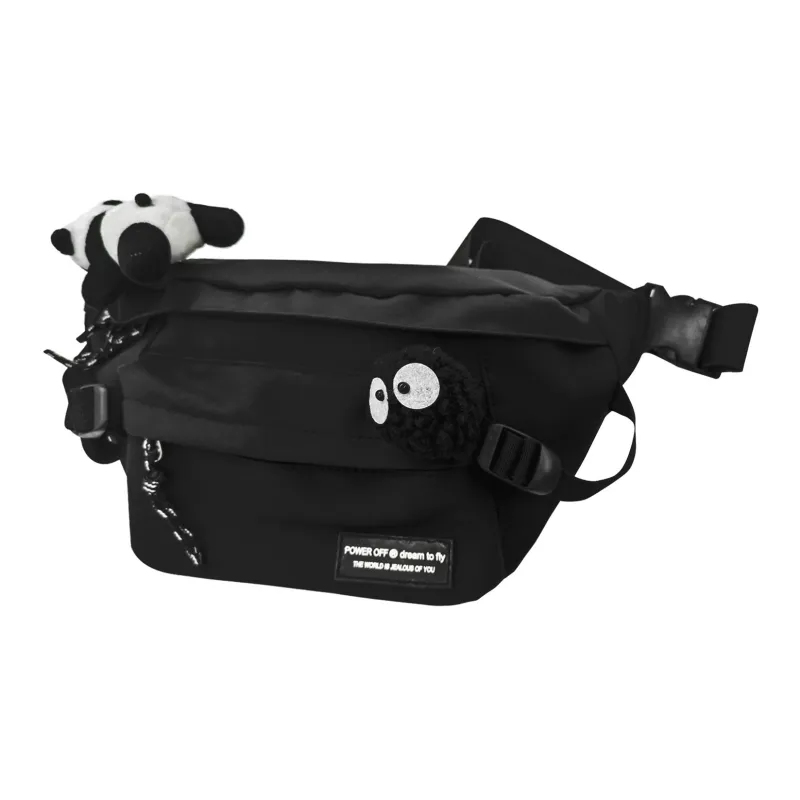 TAKI Nylon Fashion Versatile Color Blocking Advanced Slanted Crossbody Bag Regular Unisex Black/White/Purple-2