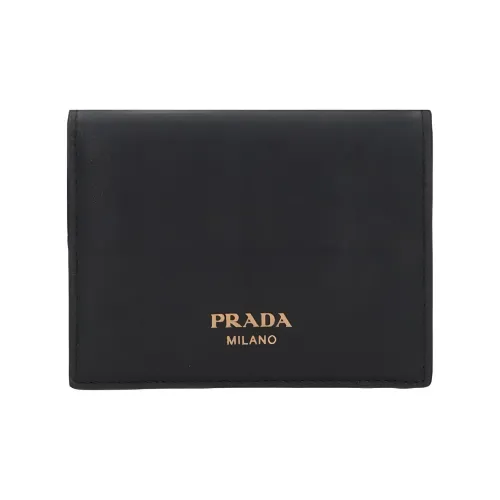 PRADA Calfskin Wallet Women's Black
