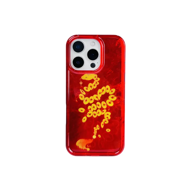 Wei Xin Acrylic Material Money Snake Red Green Phone Cases Compatible With IPhone 16/15 Pro Max/Apple 13/14 Pro/Max-2