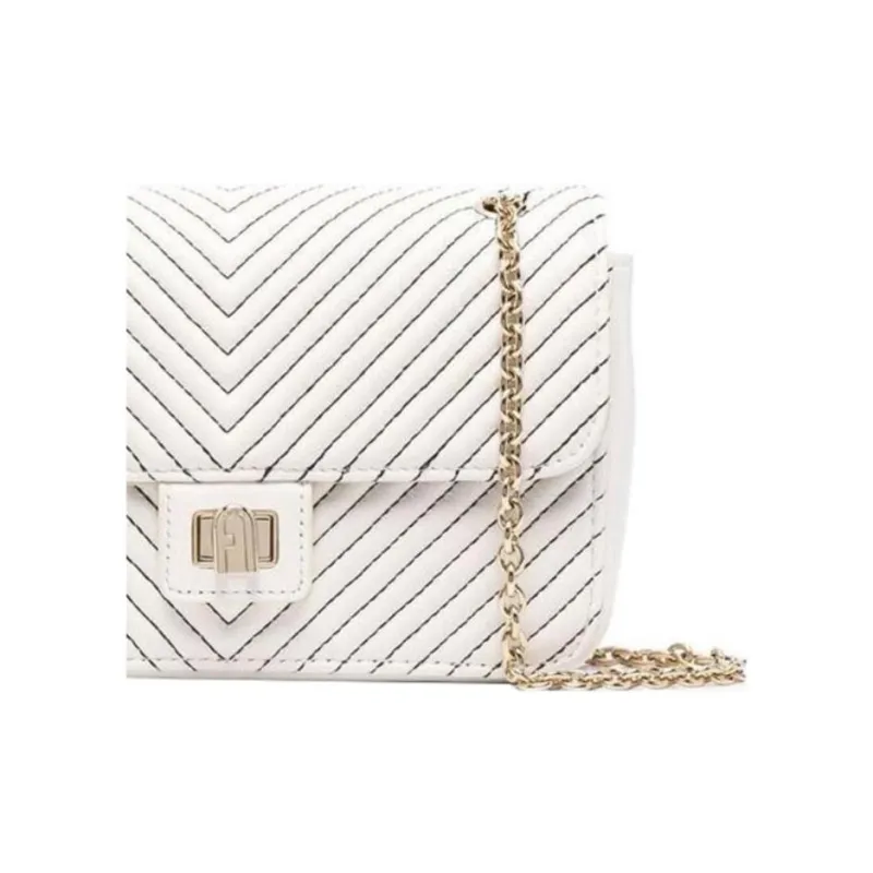 Furla Pop Star Nappa Leather Crossbody Bag, Shoulder Bag Regular Women's White-3