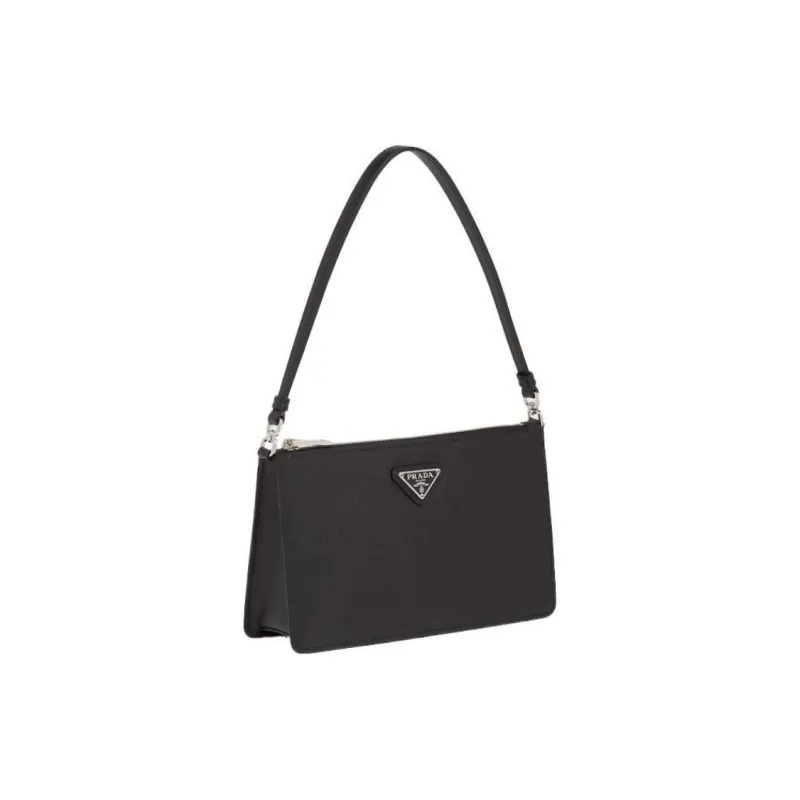 PRADA Saffiano Cow Leather Shoulder Bag Women's Black-1