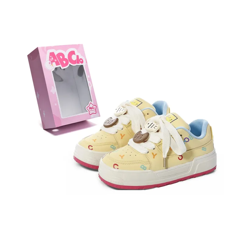 ABCIO Slip Resistant Waterproof Height Increasing Low Top Skateboard Shoes Women's Yellow-10