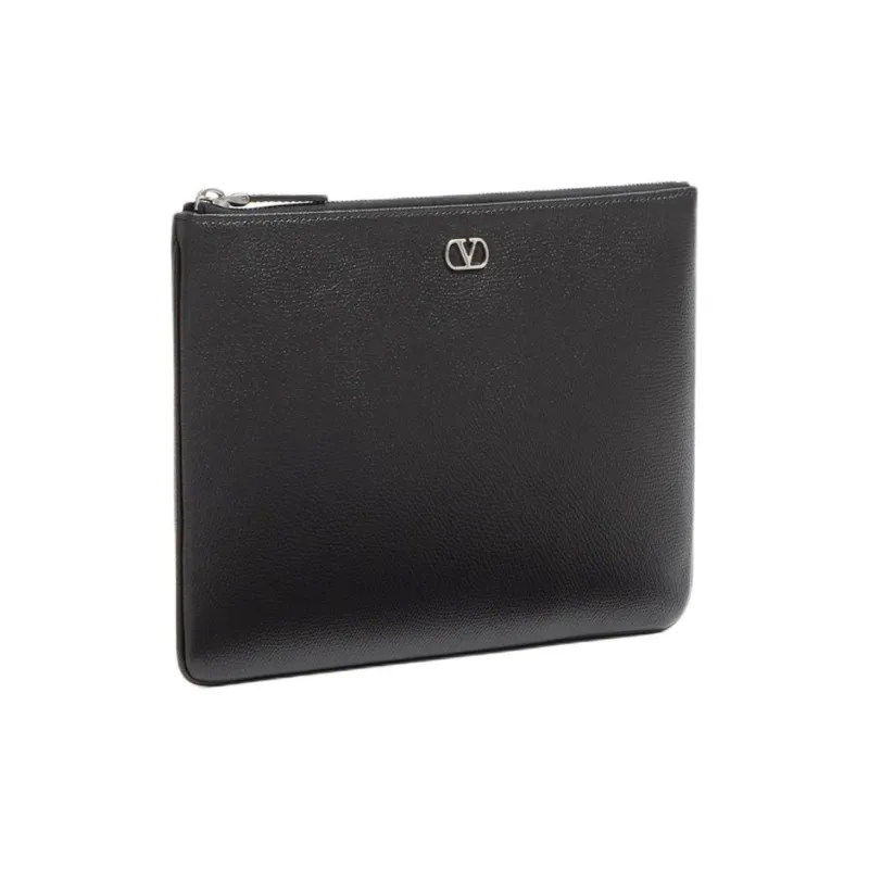 Valentino VLogo Signature Grained Calfskin Clutch Men's Black-1