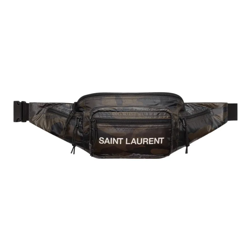 SAINT LAURENT Nux Nylon Crossbody Bag Sling Bag Fanny Pack Men's Khaki Camouflage-0