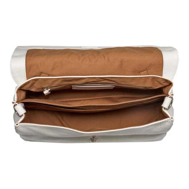 Zanellato Calfskin Messenger Bag, Shoulder Bag, Crossbody Bag, Handbag Medium Size Women's White-3