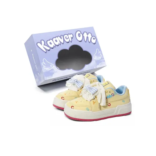 KAAVER OTTO Slip Resistant, Abrasion Resistant, Lightweight, Breathable Low Top Skateboard Shoes Women's Cream Yellow