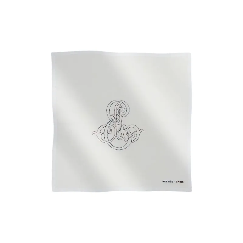 HERMES Cotton Silk Scarves Men's White-0
