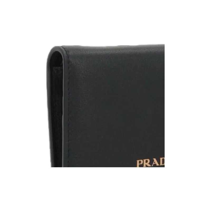PRADA Calfskin Wallet Women's Black-4