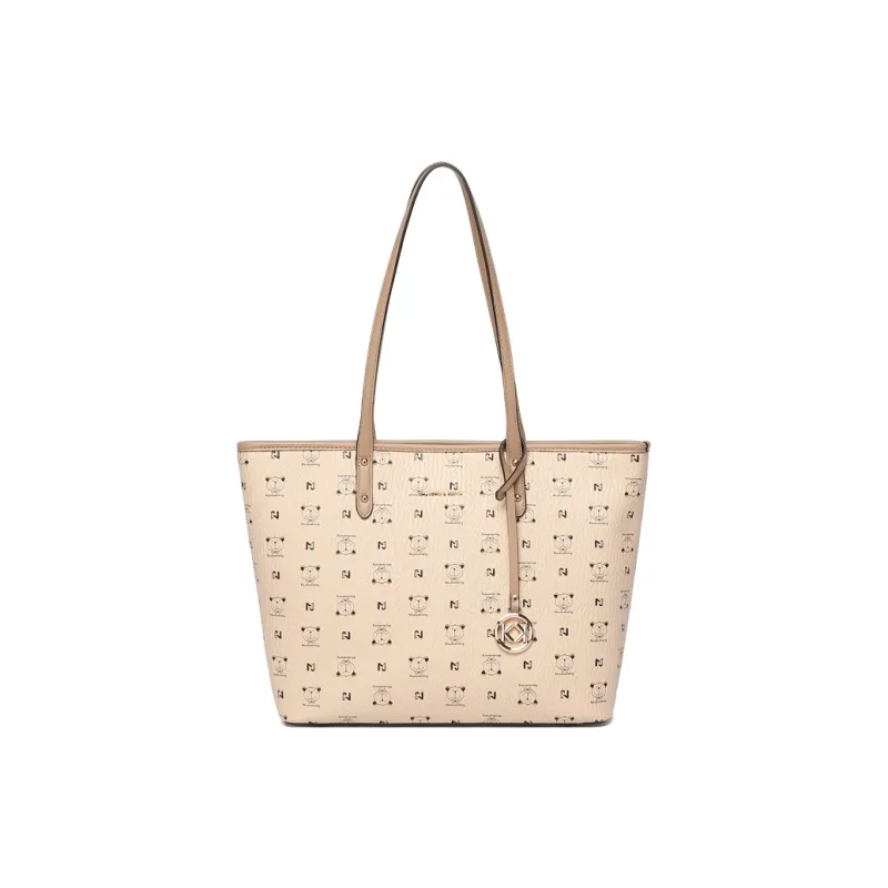 Vigno Synthetic Leather Tote Bag Shopping Bag Shoulder Bag Regular Women's Ecru/Brown-5