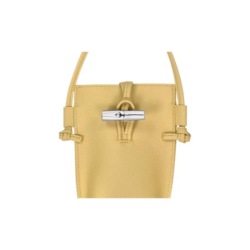 LONGCHAMP Roseau Cow Leather Shoulder Bag, Crossbody Bag, Cell Phone Pouch Women's Yellow-3