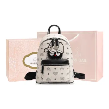 MISS GAIL Artificial Leather Laptop Backpack Large Size Women's Black White