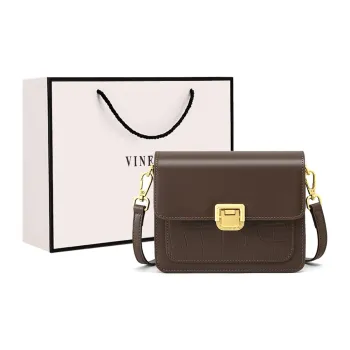 VINEY Cow Leather Small Square Bag Shoulder Bag Small Size Women's Coffee