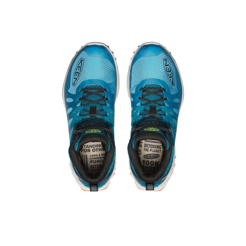 KEEN Zionic Slip Resistant, Abrasion Resistant, Waterproof Mid Top Hiking Shoes Men's Blue White-3