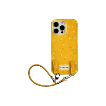 Wei Xin Acrylic Material Yellow Floral Lanyard Phone Cases Compatible With IPhone 16/15 Pro Max/Apple 13/14 Pro/Max