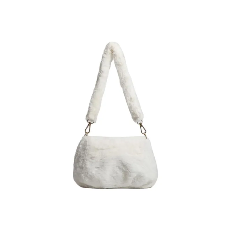 NX DOUGHNUT Artificial Plush Shoulder Bag Women's White-3