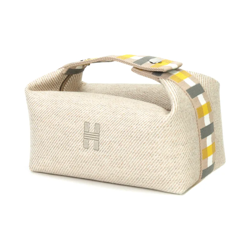 HERMES Bride a Brac Wool Storage Bags Toiletry Bags Small Size Unisex Beige-1