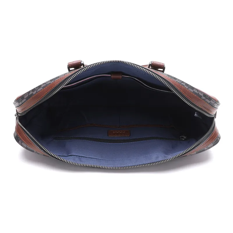 ELLE HOMME PVC Artificial Leather With Synthetic Leather Crossbody Briefcase Tubas Men's Dark Coffee-4