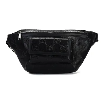 GUCCI Leather Sling Bag, Fanny Pack Medium Size Unisex Black