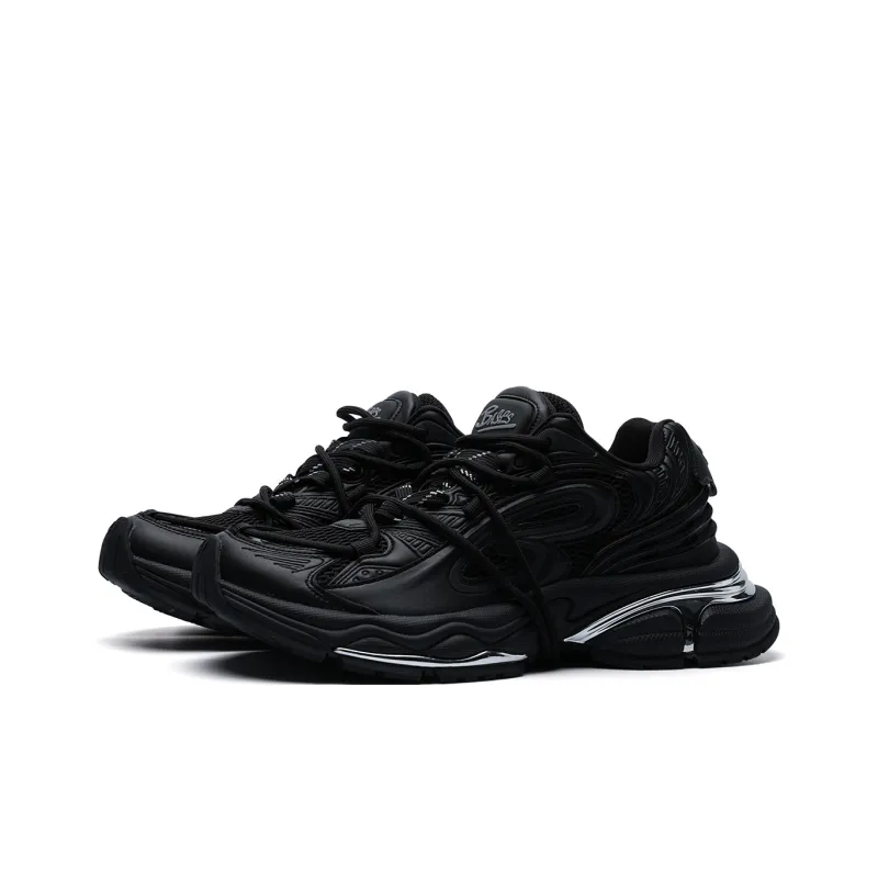 BASLS Seat Mountain Carved Black Warrior Lace-Up Slip-Resistant Coverage Low-Top Chunky Sneakers Unisex-30