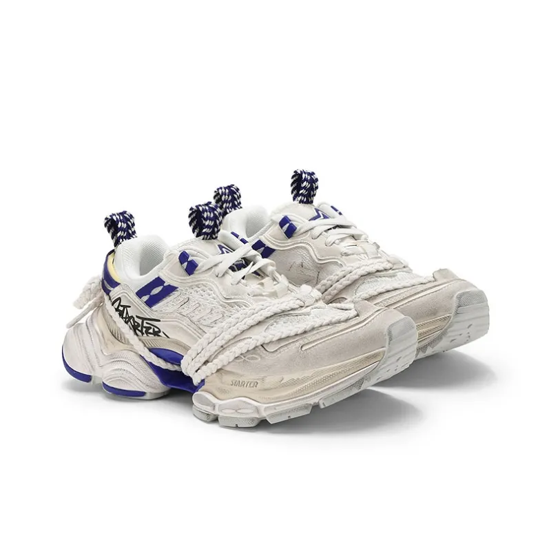 STARTER Anti-Slip And Wear-Resistant Height Increasing Low-Top Chunky Sneakers Unisex Blue-1
