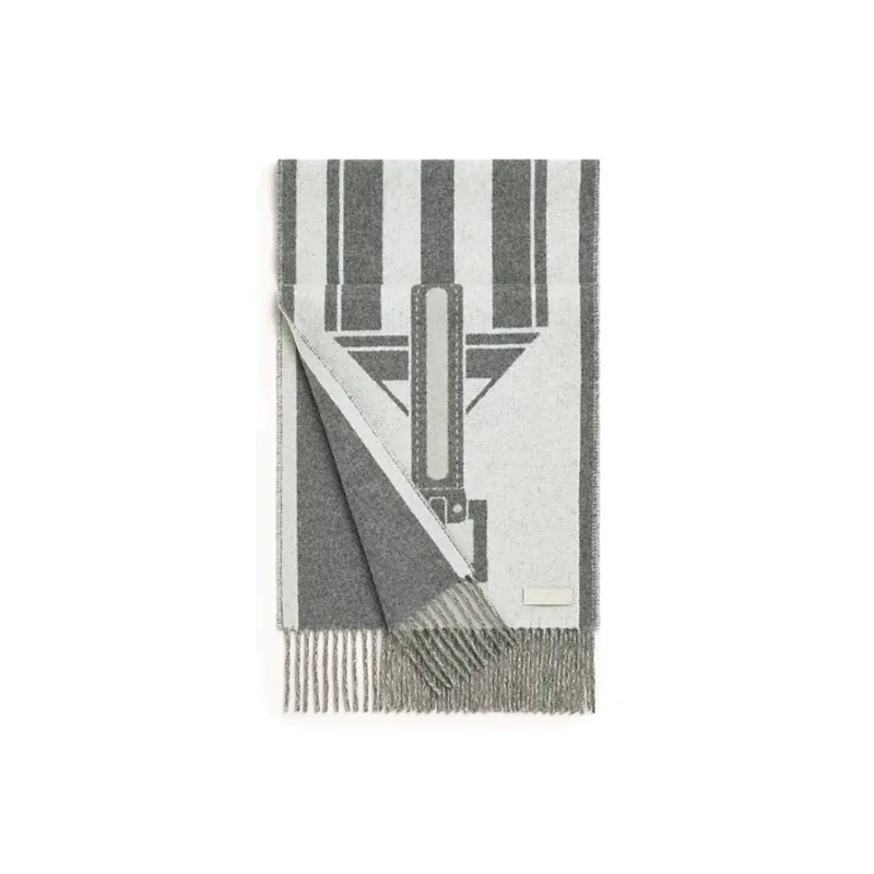 HERMES Cashmere Knit Scarves Women's Gray-0