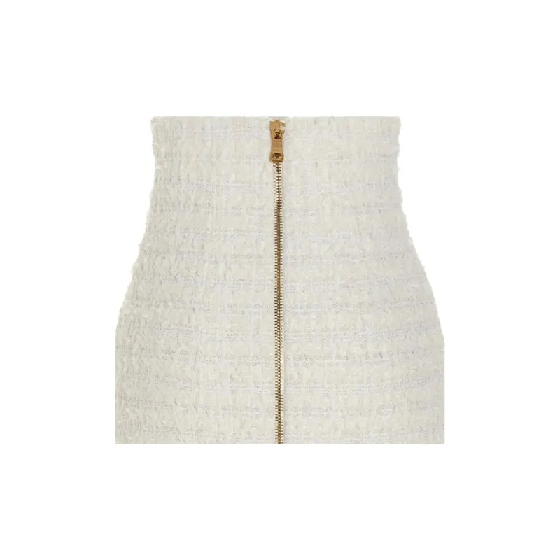 BALMAIN Button Embellished Tweed Pencil Skirt-2