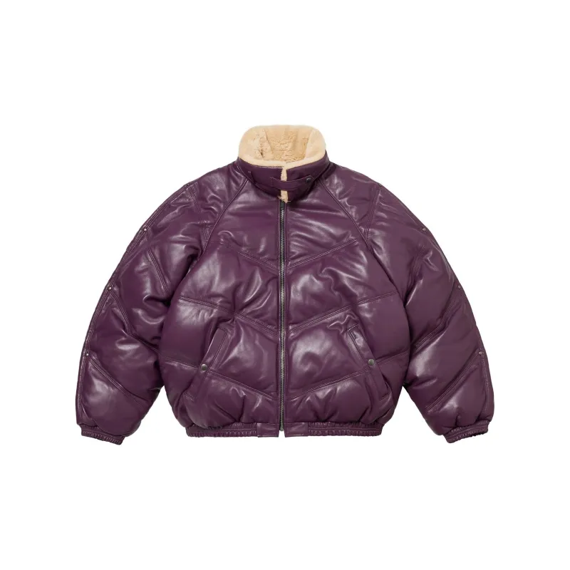 Supreme Schott Chevron Leather Down Puffer Jacket-6