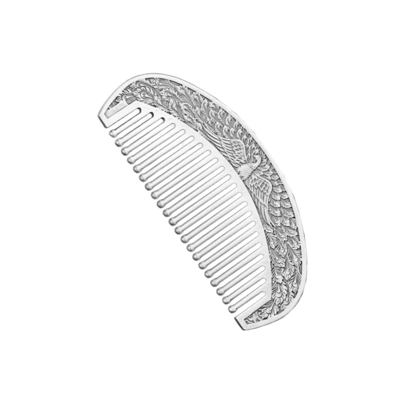 QINGFU 999 Fine Silver Semi Circular Comb For Scraping And Massaging Women's-13